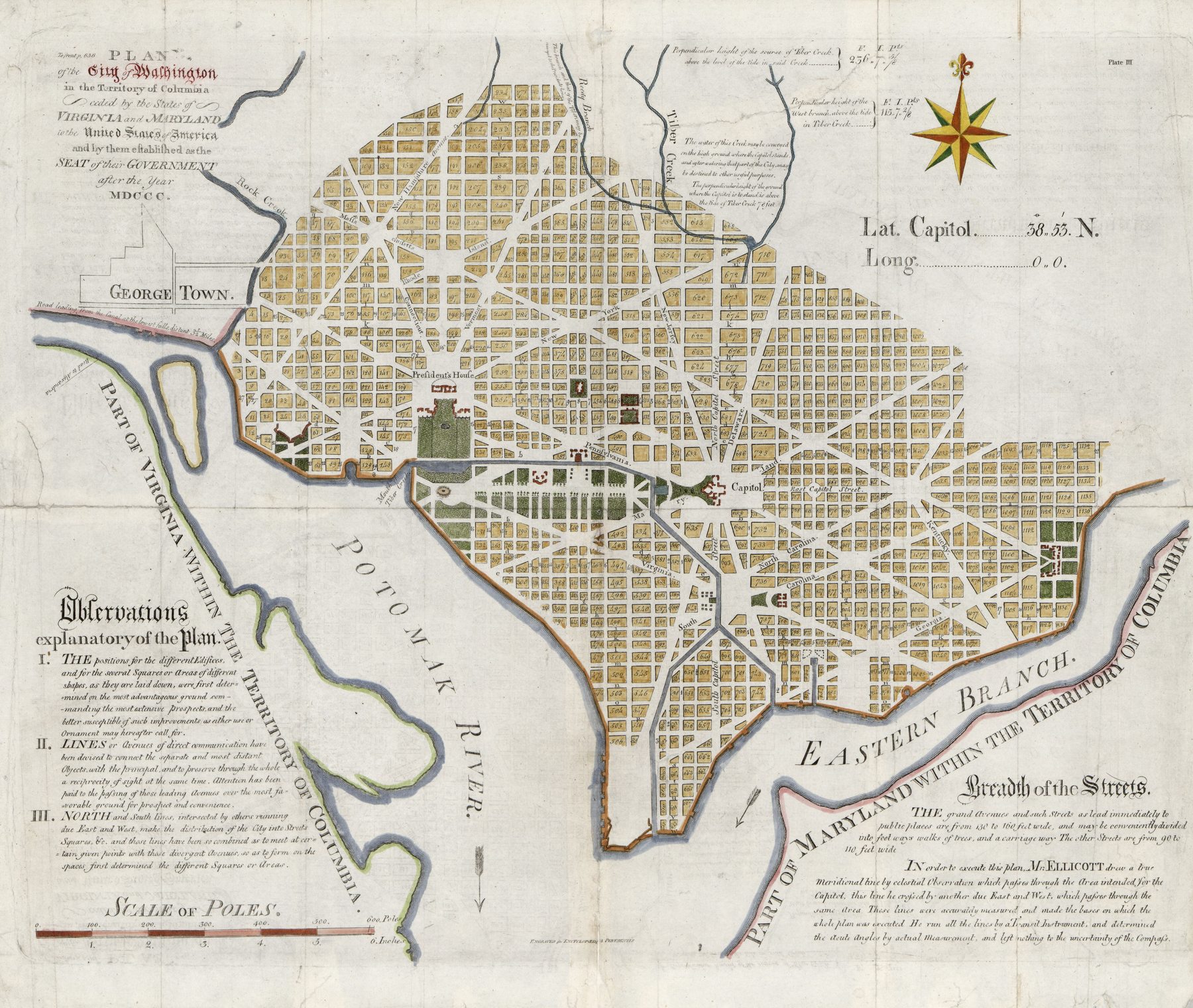 Andrew Ellicott’s 1792 published plan of Washington in the federal territory